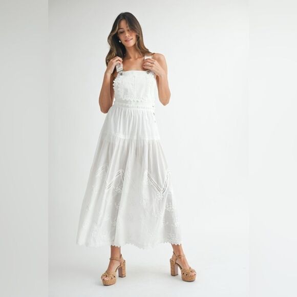 Eyelet Lace Overall Jumpsuit - Picture 1 of 14
